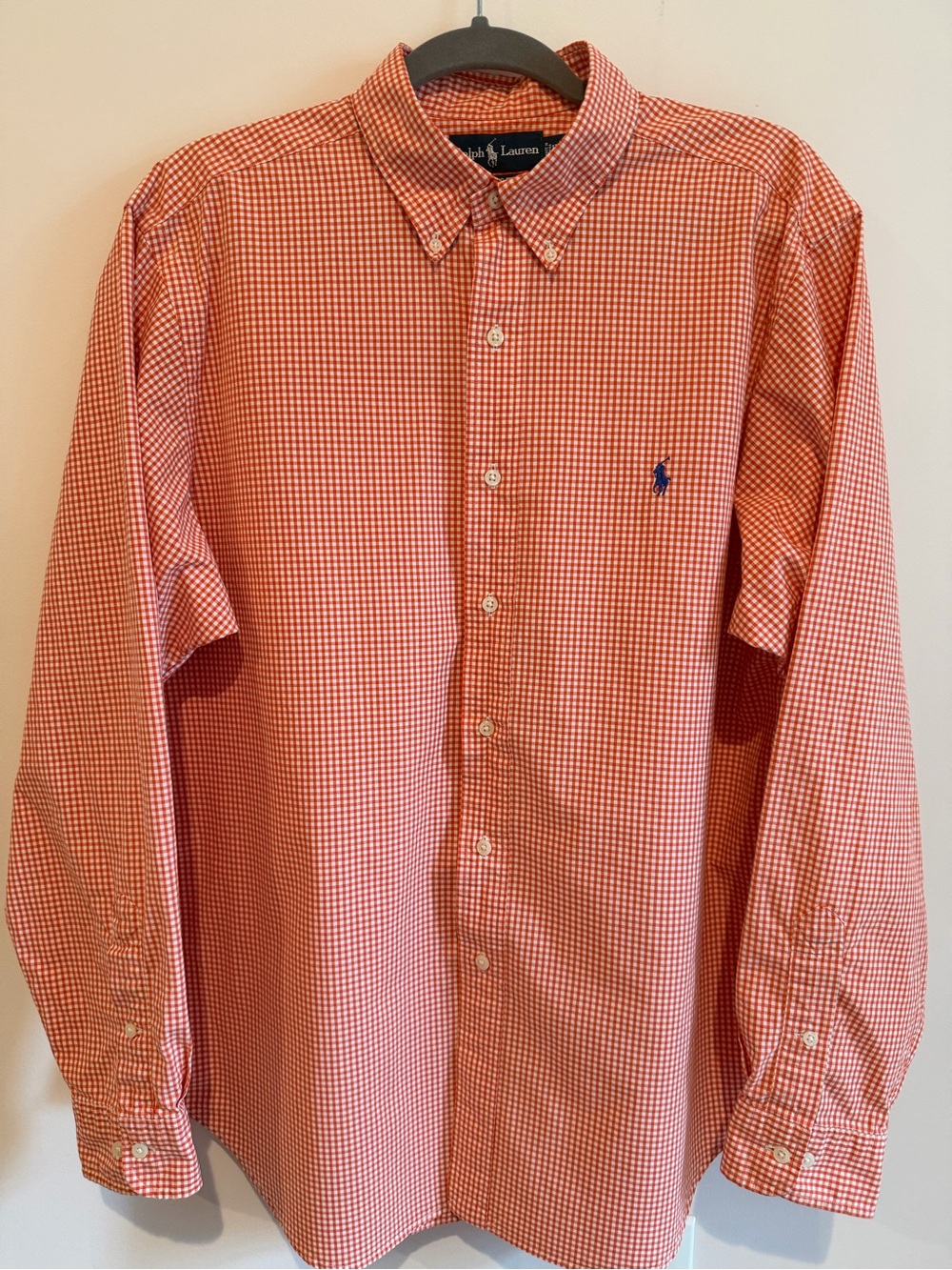 Ralph Lauren Orange Gingham Button-Down Shirt